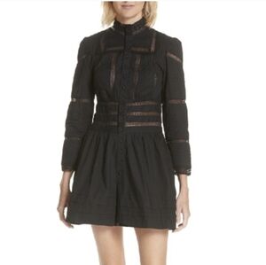 Maje Inola High Neck Black Cotton Lace Trim Romper Playsuit Size 36/Small